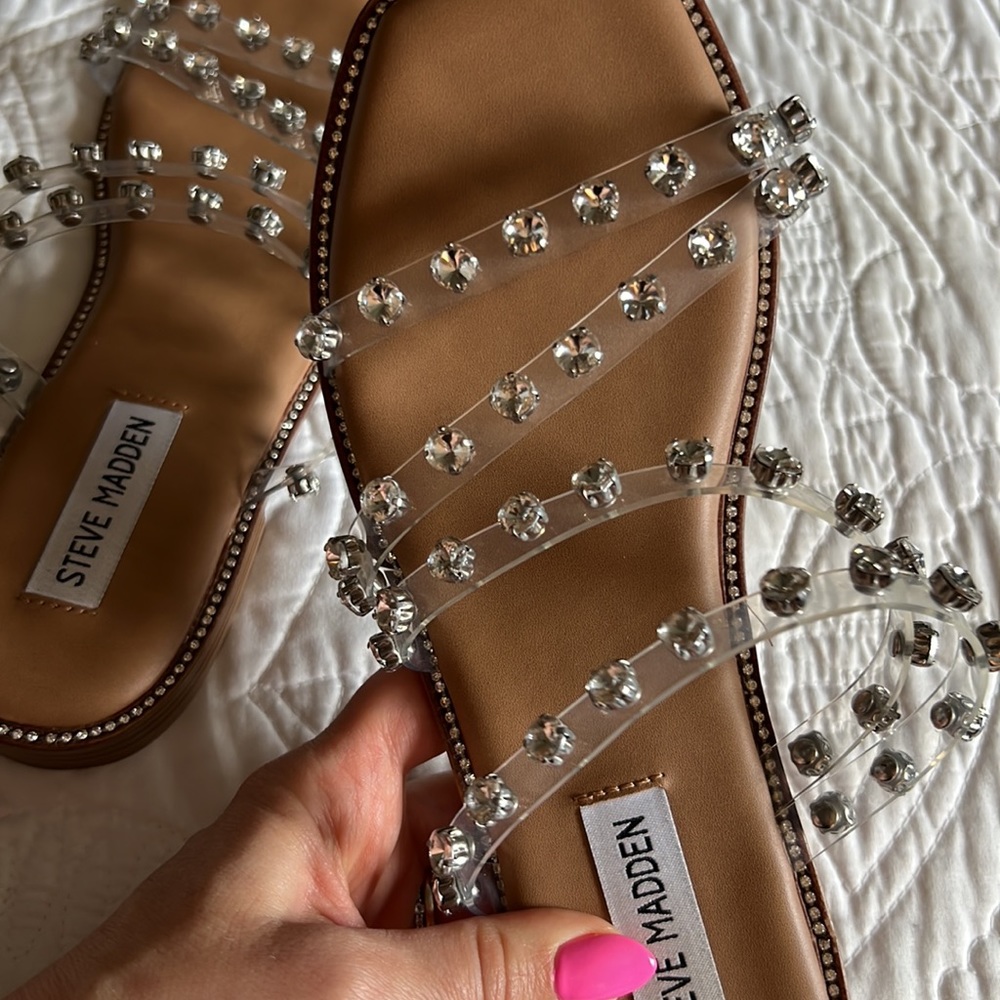 Like New Steve Madden Skyler Clear Sandals size 7 - Picture 4 of 4
